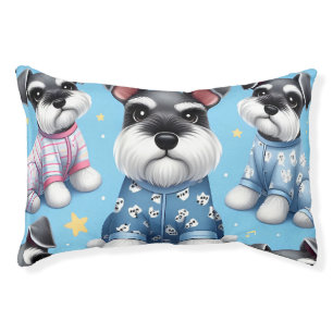 Cute Dog Of Schnauzer Animal Pattern Pet Bed