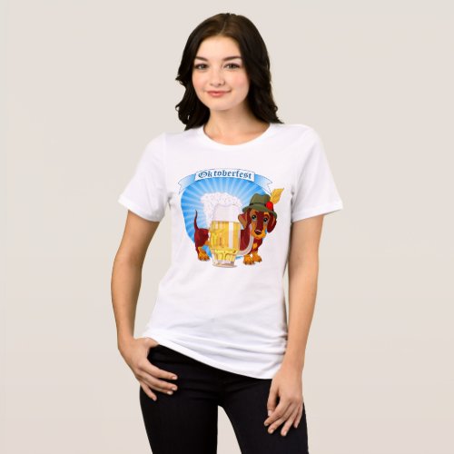 Cute Dog Oktoberfest Beer Dachshund Tri_Blend Shirt