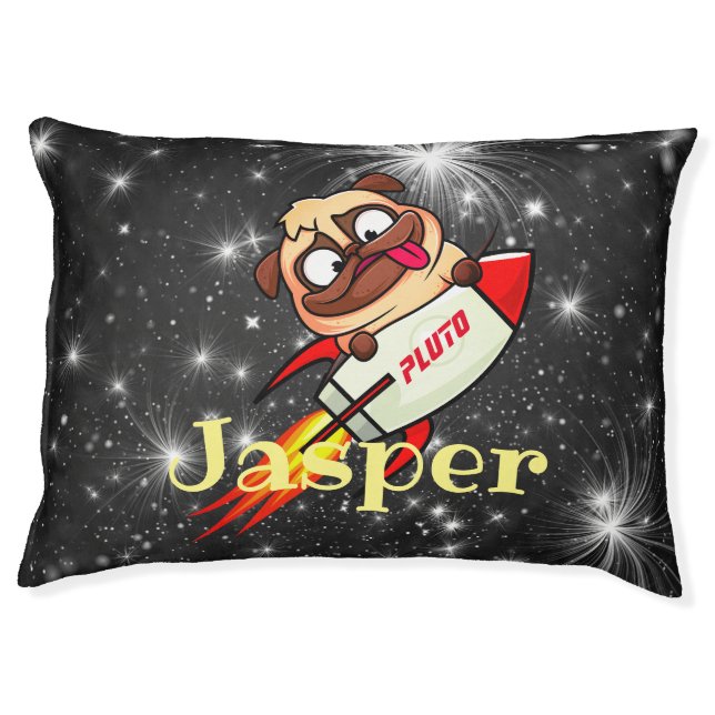 Cute Dog On A Rocket Pet Bed (Front)