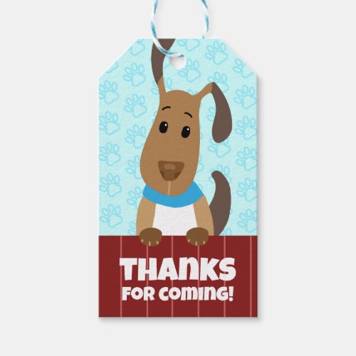 Cute Dog on Fence Pet Adoption Pawprints Thank You Gift Tags