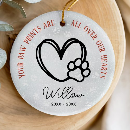 Cute Dog or cat pet memorial paws and heart