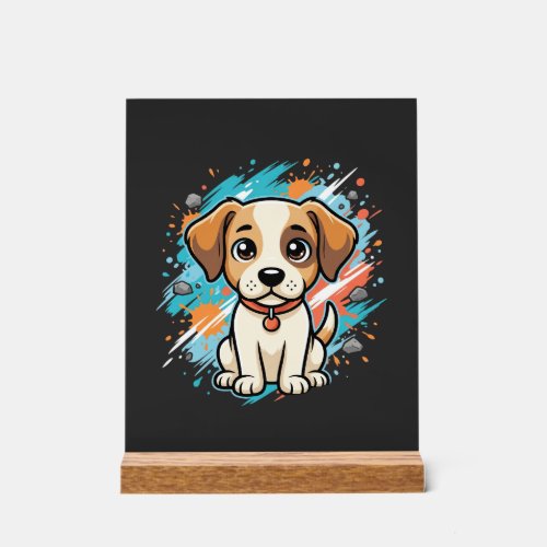 Cute Dog Paint Splash Vector Art_1 Acrylic Sign