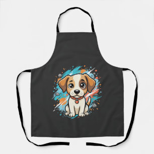 Cute Dog Paint Splash Vector Art_1 Apron