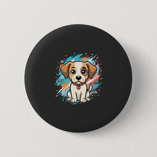 Cute Dog Paint Splash Vector Art_1 Button (Front)