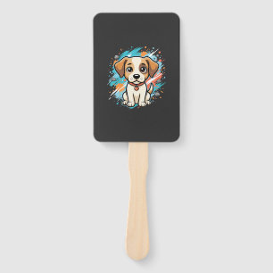 Cute Dog Paint Splash Vector Art_1 Hand Fan