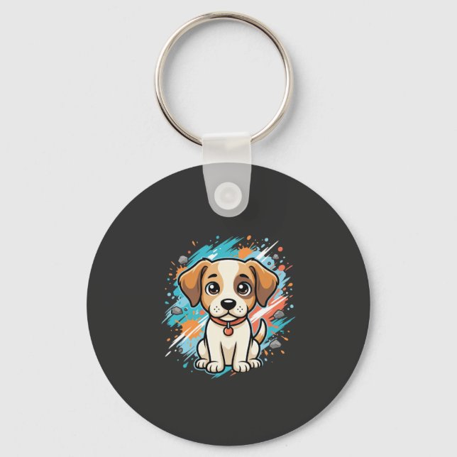 Cute Dog Paint Splash Vector Art_1 Keychain (Front)