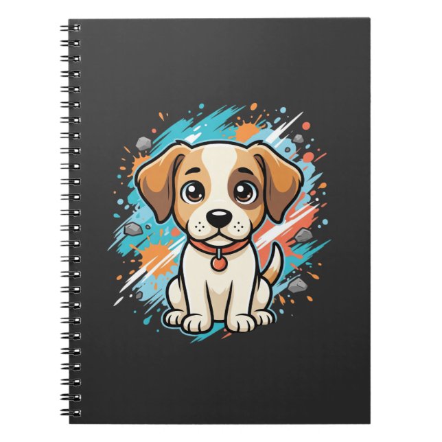 Cute Dog Paint Splash Vector Art_1 Notebook (Front)