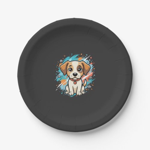 Cute Dog Paint Splash Vector Art_1 Paper Plates