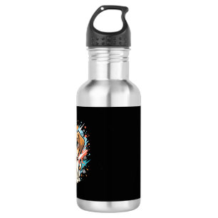 Cute Dog Paint Splash Vector Art_1 Stainless Steel Water Bottle