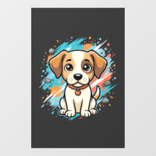 Cute Dog Paint Splash Vector Art_1 Window Cling