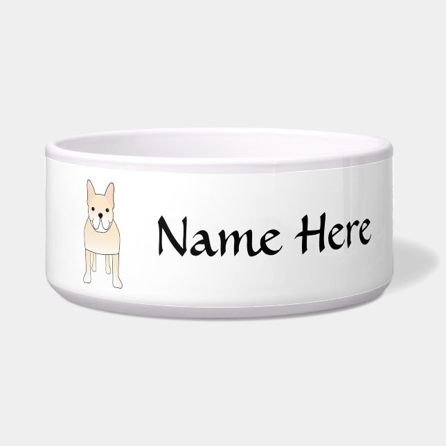 Cute Dog. Pale Cream French Bulldog. Bowl (Front)