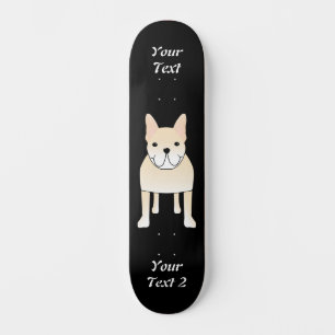 Cute Dog. Pale Cream French Bulldog. Skateboard