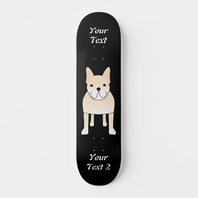 Cute Dog. Pale Cream French Bulldog. Skateboard (Front)