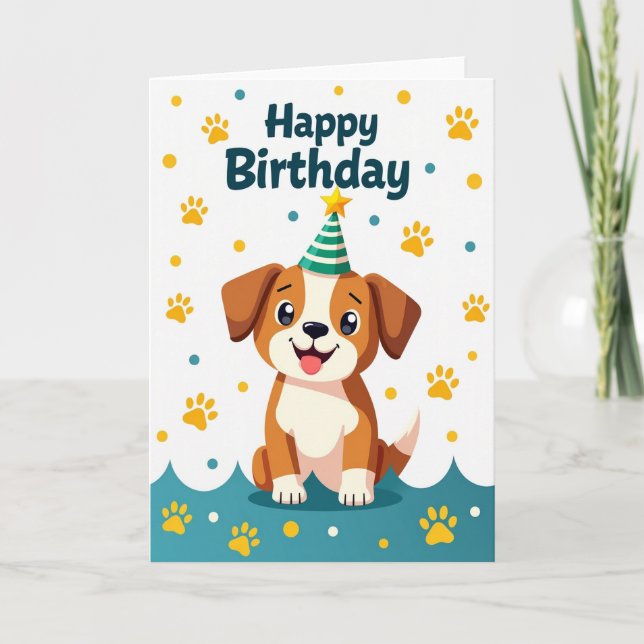 Cute Dog Party Card (Front)