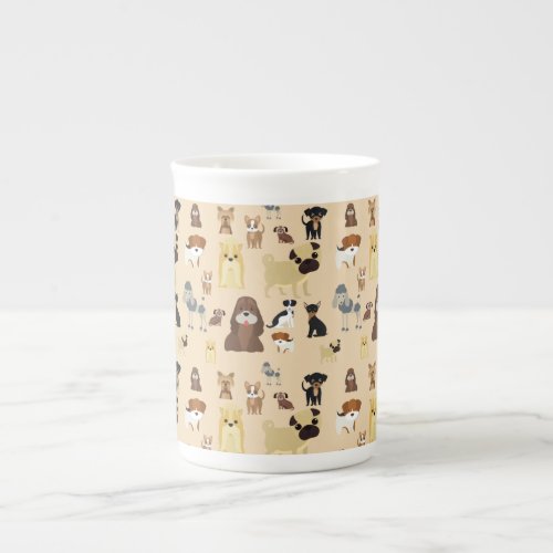 cute dog pattern design for dog lovers_ Beige back Bone China Mug