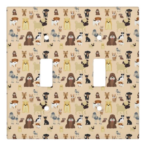cute dog pattern design for dog lovers_ Beige back Light Switch Cover