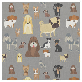 cute dog pattern design for dog lovers- grey back fabric