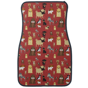 cute dog pattern design for dog lovers- red bac car floor mat