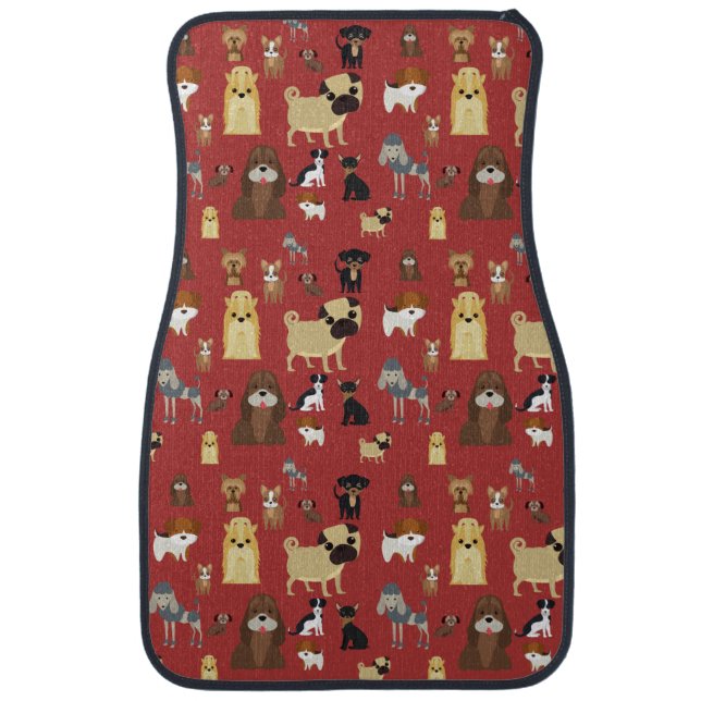 cute dog pattern design for dog lovers- red bac car floor mat (Front)