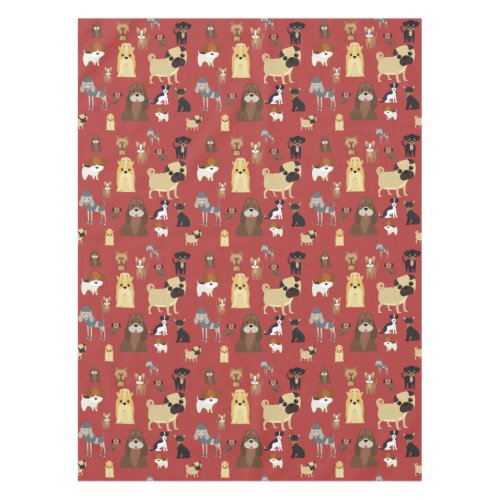 cute dog pattern design for dog lovers_ red bac tablecloth