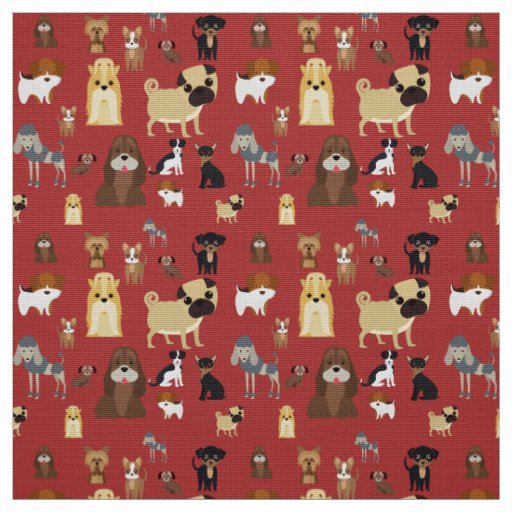 cute dog pattern design for dog lovers- red back fabric