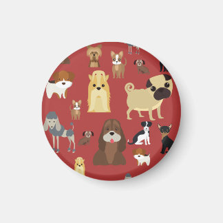 cute dog pattern design for dog lovers- red back magnet