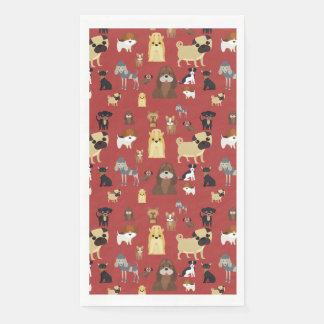 cute dog pattern design for dog lovers- red back paper guest towels