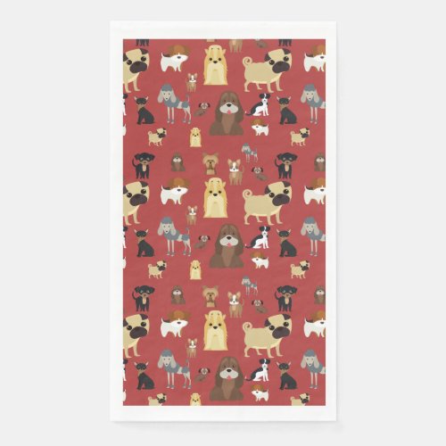 cute dog pattern design for dog lovers_ red back paper guest towels