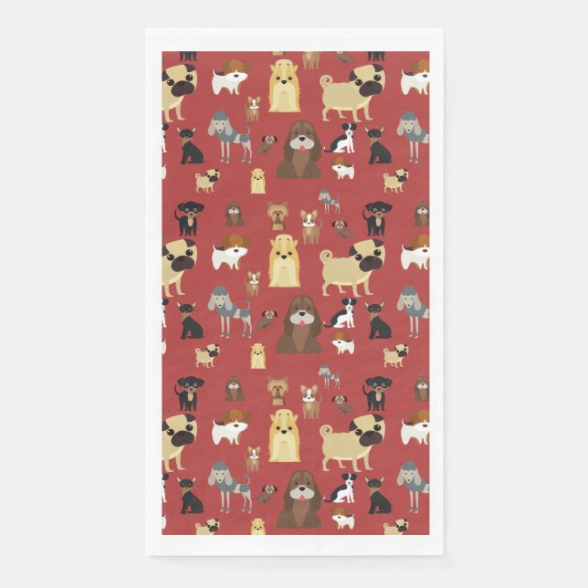 cute dog pattern design for dog lovers- red back paper guest towels (Front)