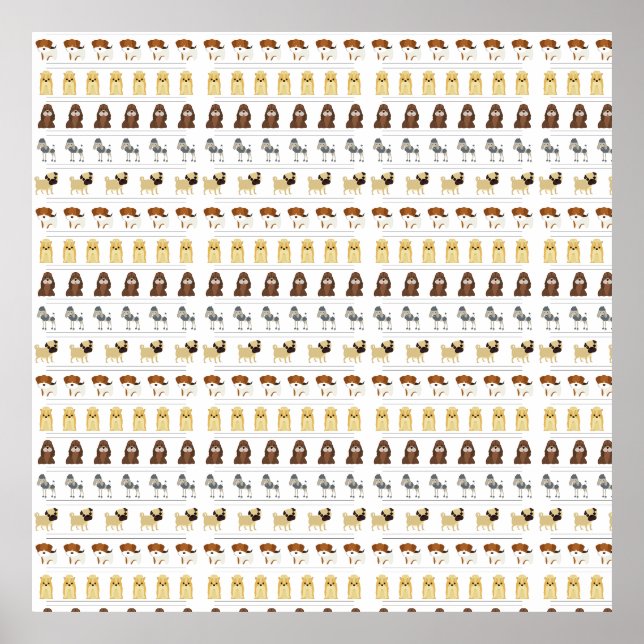 cute dog pattern design for dog lovers- white poster (Front)
