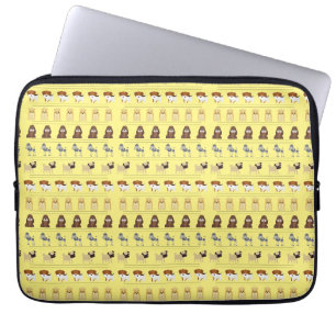 cute dog pattern design for dog lovers- yellow laptop sleeve
