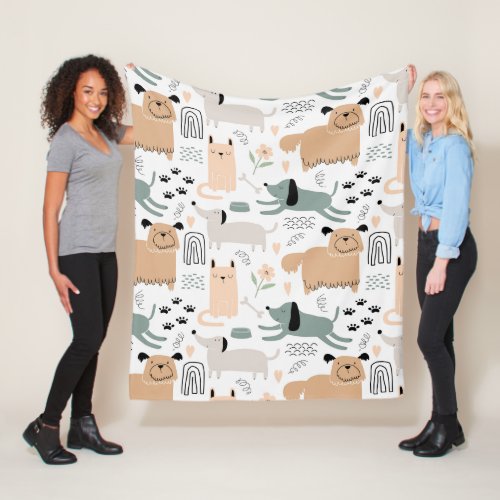 Cute Dog Pattern Fleece Blanket