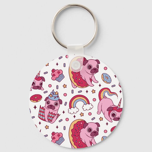 Cute dog pattern for dog lovers keychain (Front)