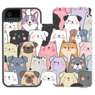 Cute Dog Pattern iPhone SE/5/5s Wallet Case