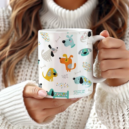 Cute Dog Pattern MugColorful Animal Coffee Cup
