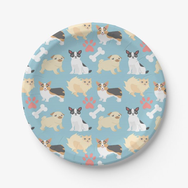 Cute Dog Pattern Paper Plates (Front)