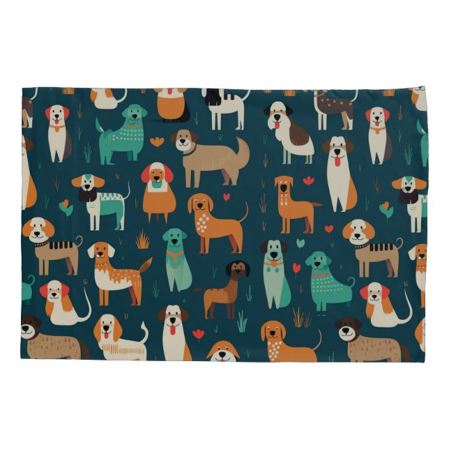 Cute Dog Pattern Pillow Case (Back)