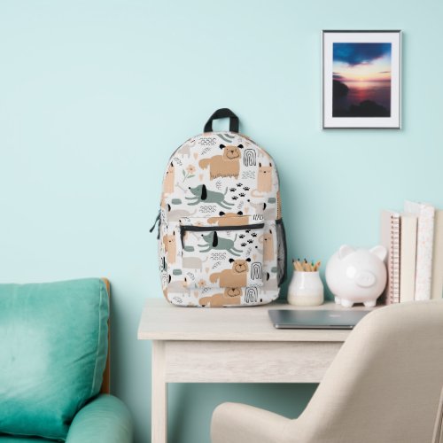 Cute Dog Pattern  Printed Backpack