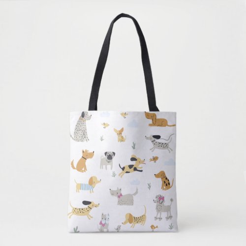 Cute Dog Pattern Tote Bag Adorable Pet Lovers 