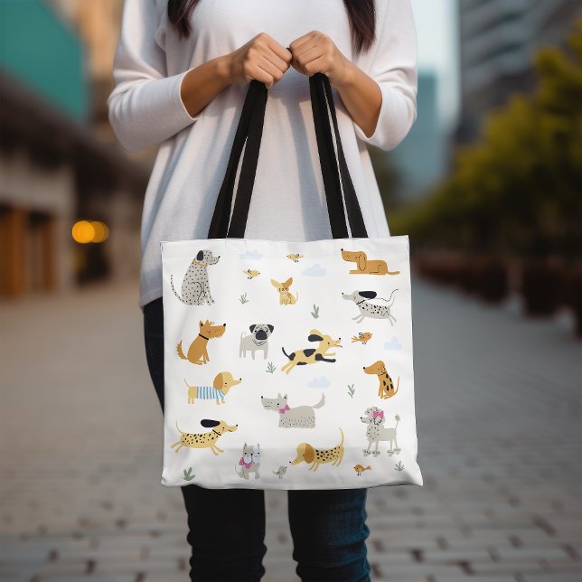 Cute Dog Pattern Tote Bag, Adorable Pet Lover's  Bag (Creator Uploaded)