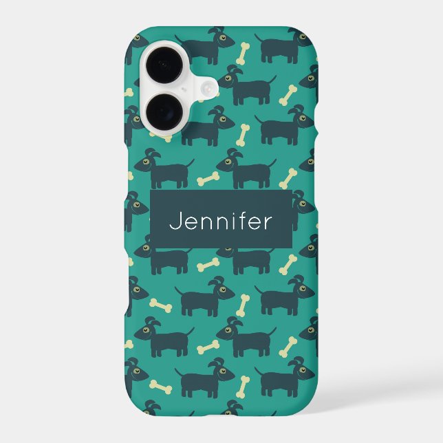 Cute Dog Pattern with Floppy Ears & Bone Custom Iphone Case (Back)