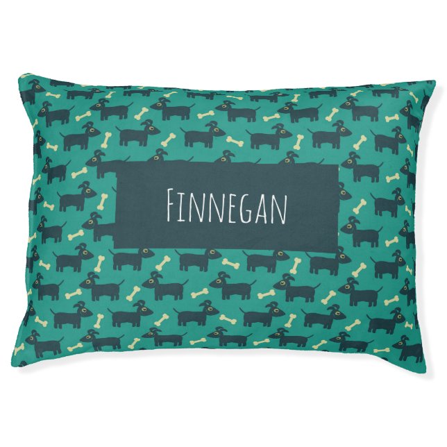 Cute Dog Pattern with Floppy Ears & Bone Custom Pet Bed (Front)