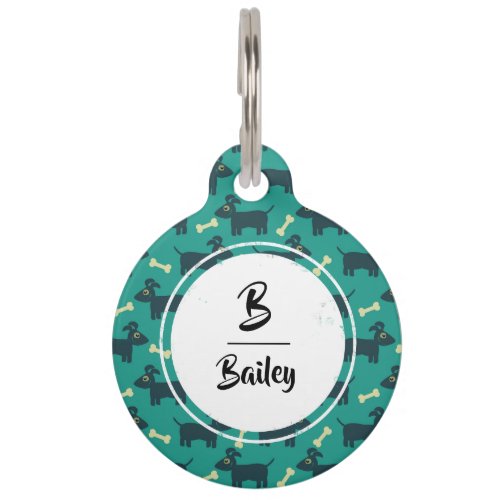 Cute Dog Pattern with Floppy Ears  Bone Custom Pet ID Tag