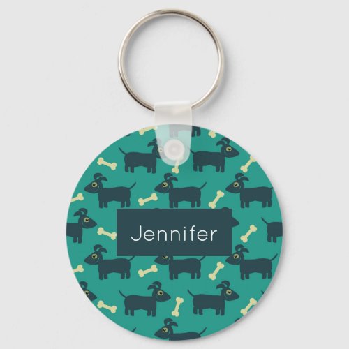 Cute Dog Pattern with Floppy Ears  Bone Keychain