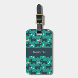 Cute Dog Pattern with Floppy Ears & Bone Luggage Tag
