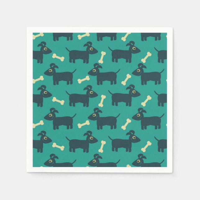 Cute Dog Pattern with Floppy Ears & Bone Paper Napkins (Front)