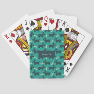 Cute Dog Pattern with Floppy Ears & Bone Poker Cards