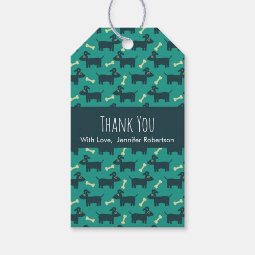 Cute Dog Pattern with Floppy Ears  Bone Thank You Gift Tags