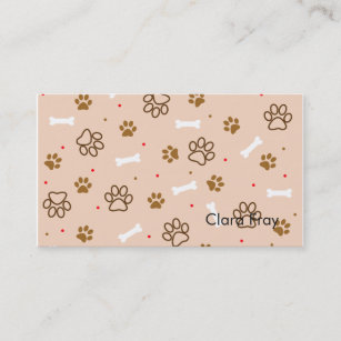 Cute dog pattern with paws bones tiny polka dots business card