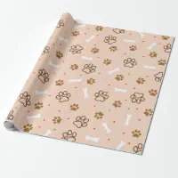 Dog Paw Print color Pattern Wrapping Paper